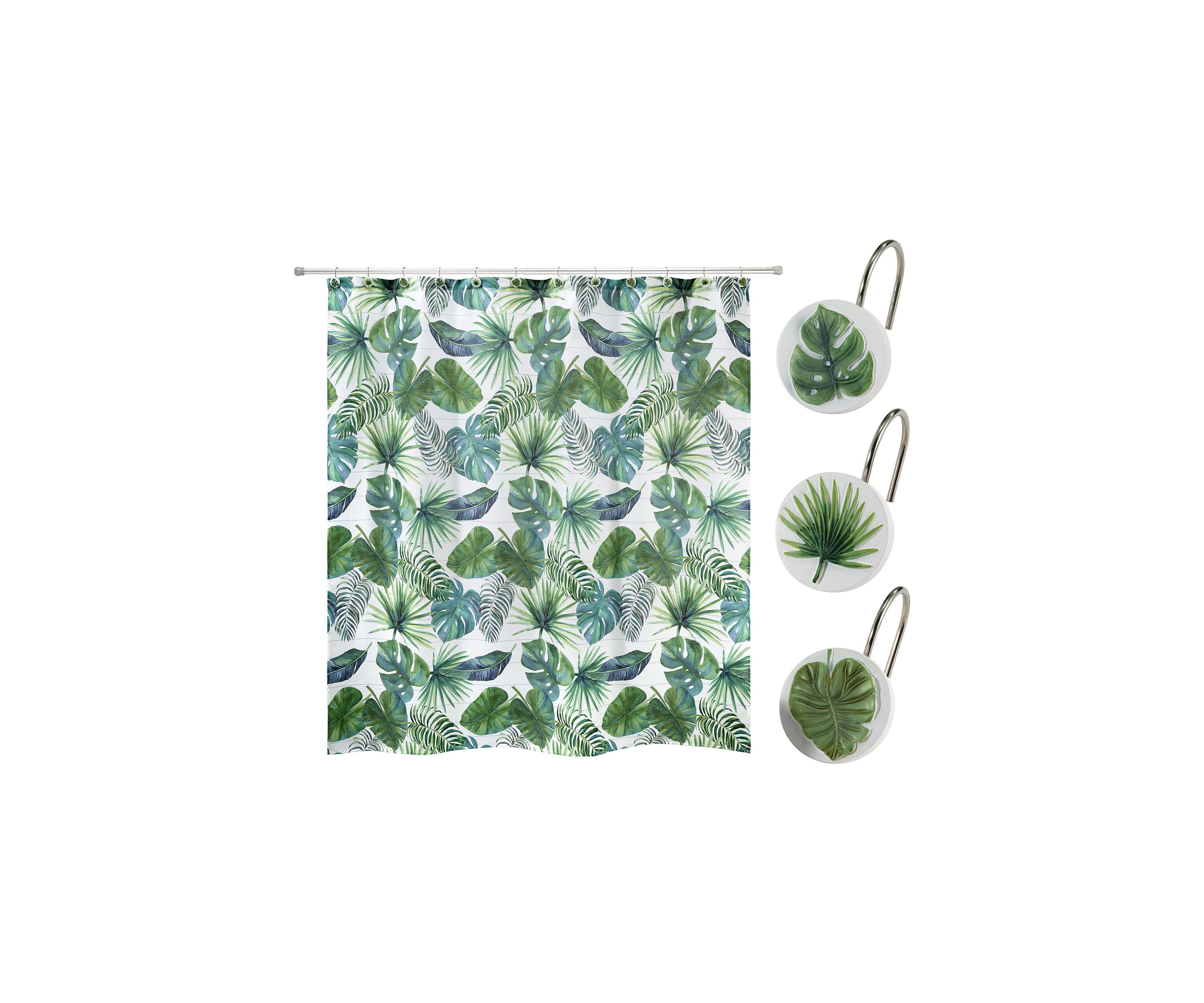 Viva Palm 13pc Shower Curtain and Hooks Set