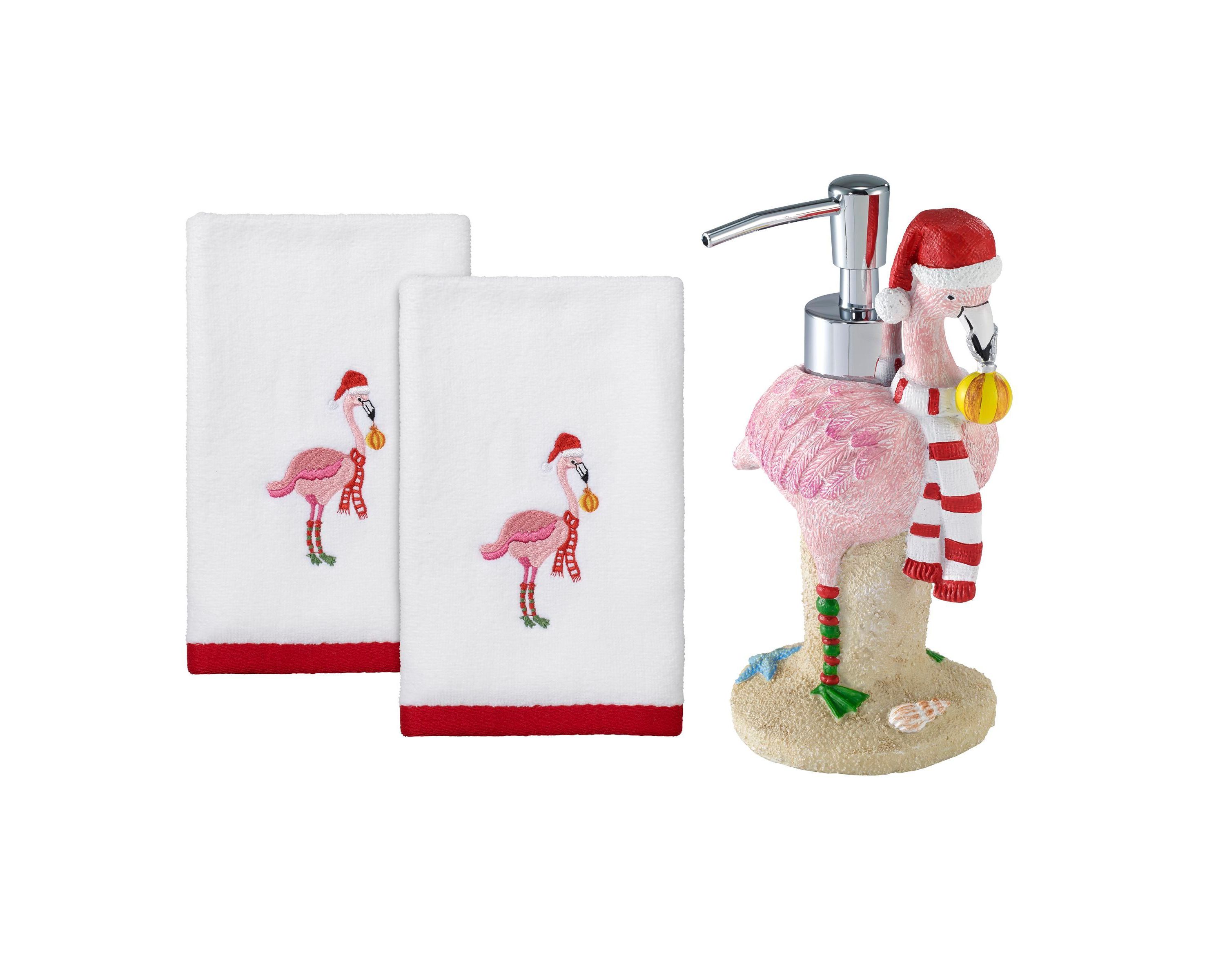 Avanti Flamingo Jingle Lotion Pump and Fingertip Towel Set