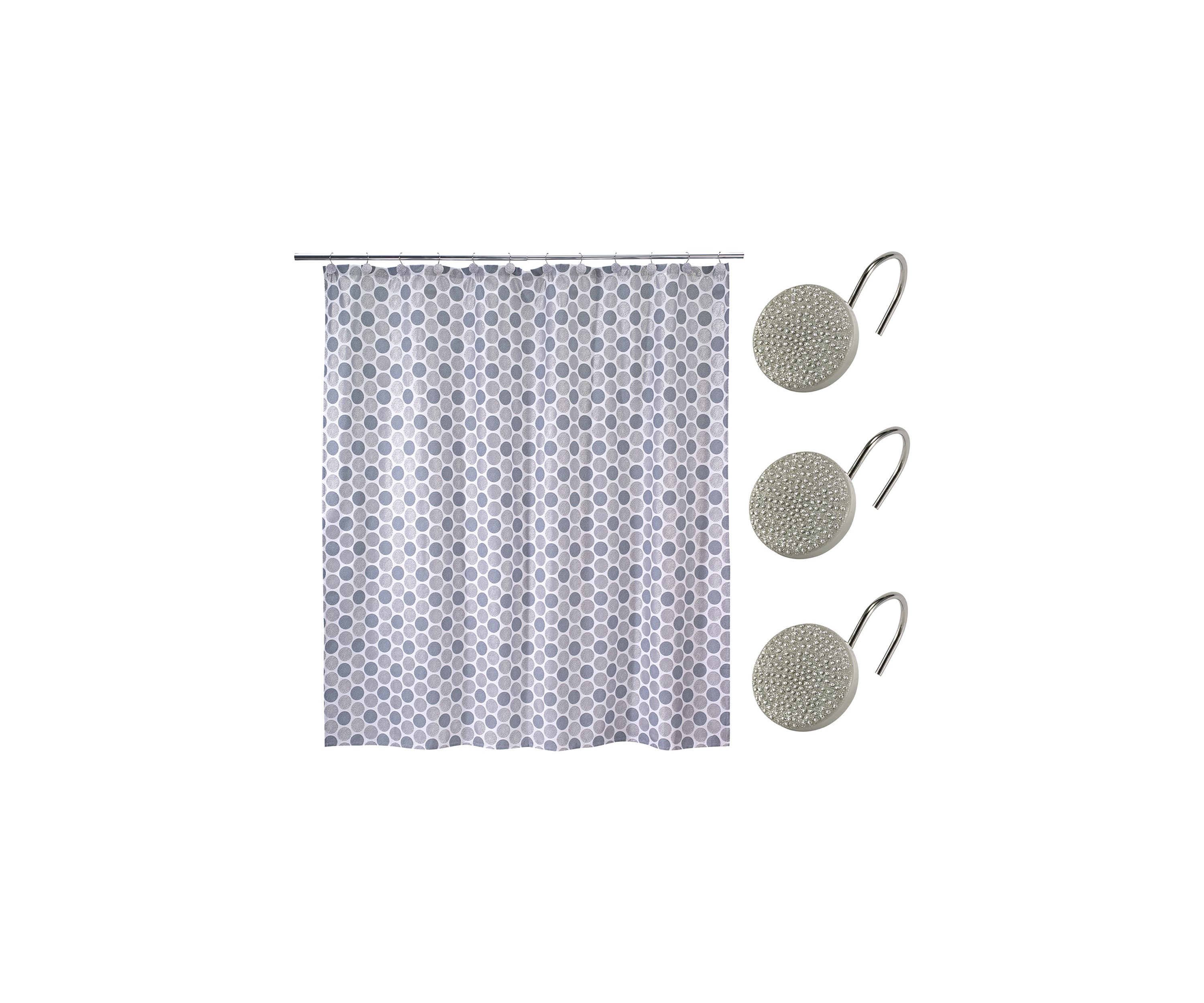 Dotted Circles Shower Curtain-Hooks Set