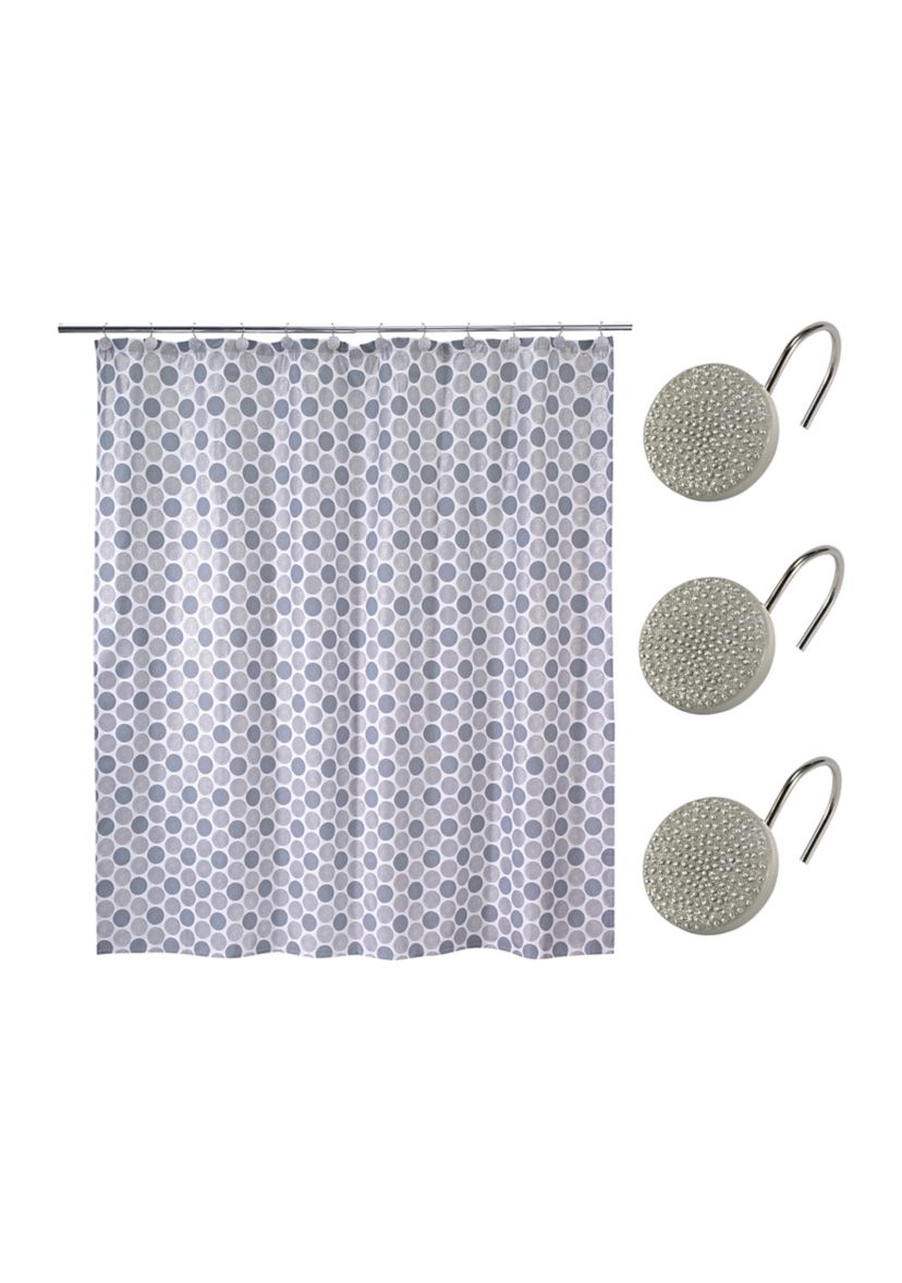 Dotted Circles Shower Curtain-Hooks Set