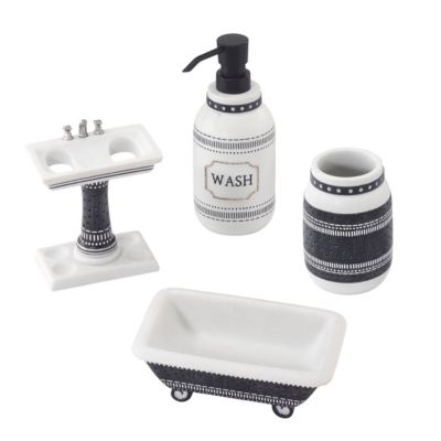 Creative Scents Vintage White 4-Piece Bathroom Accessory Set