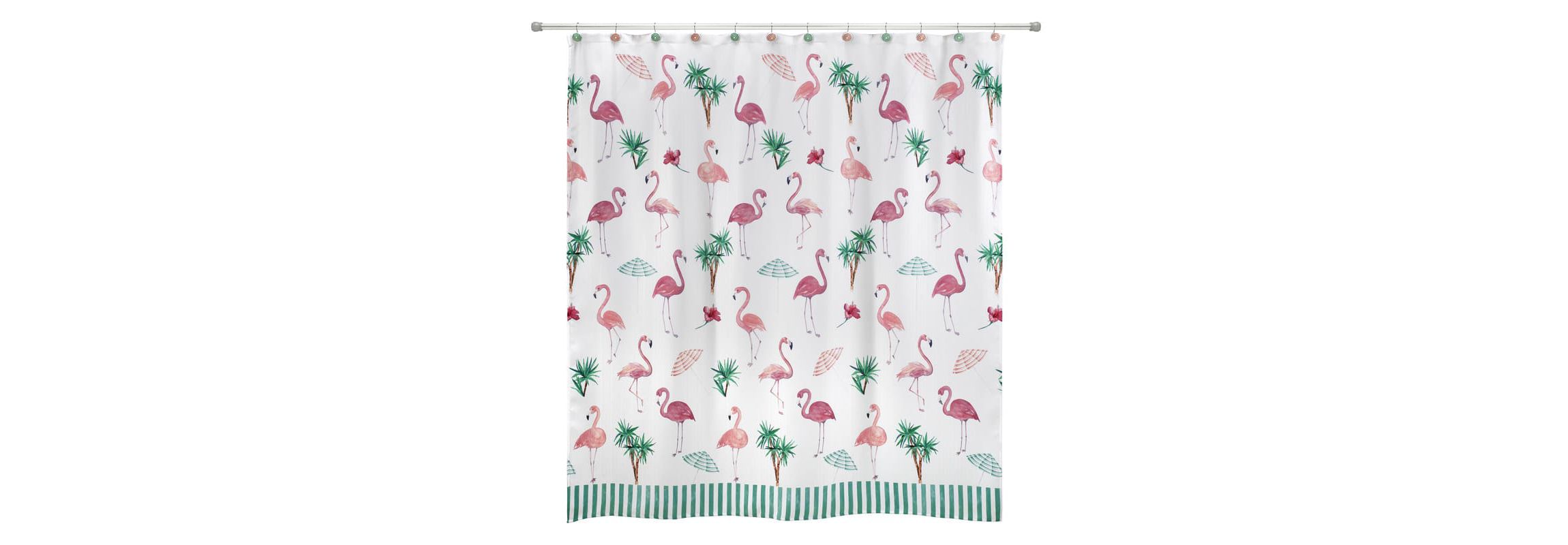 Flamingo Paradise Shower Curtain and Hooks Set