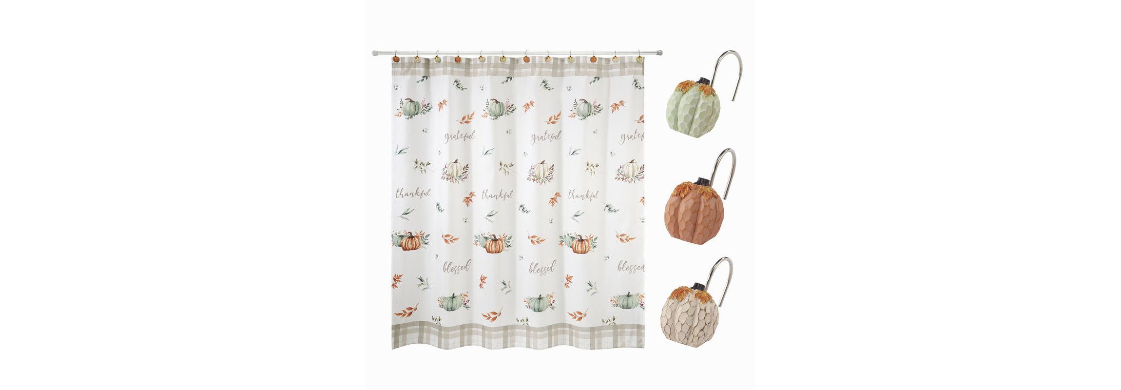 Grateful Patch 13pc Shower Curtain/Shower Hooks Set