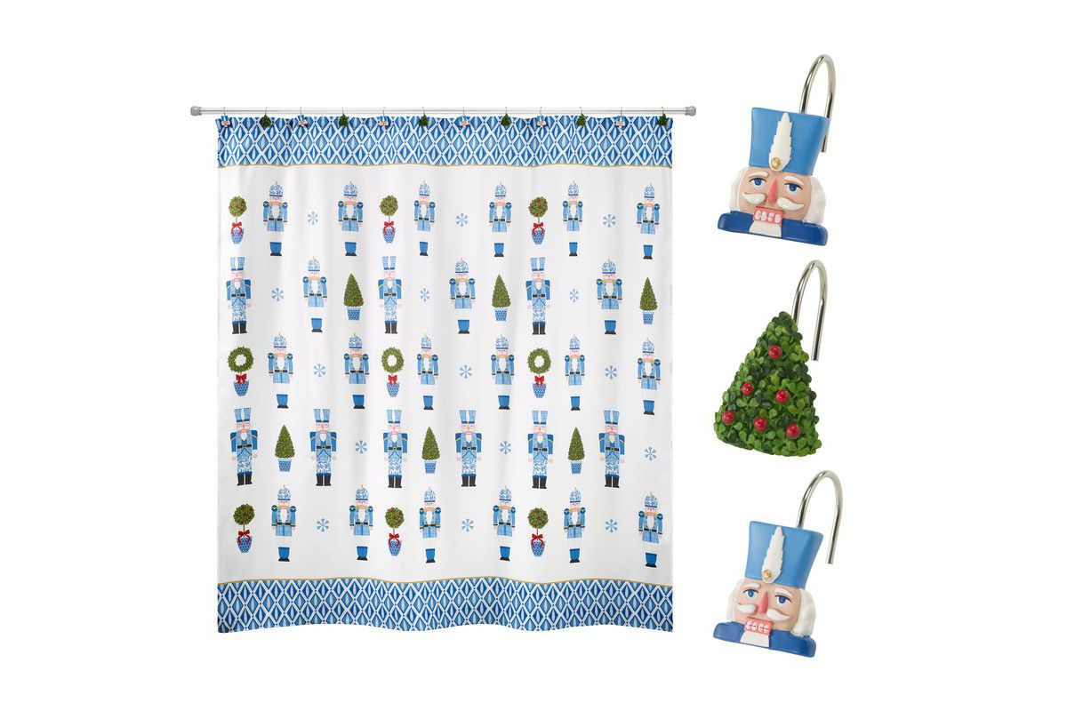 Nutcracker Trellis 13pc Shower Curtain/Shower Hooks Set