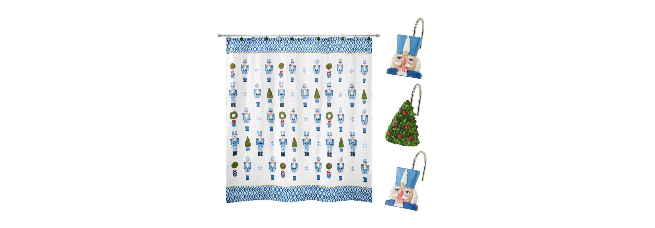 Nutcracker Trellis 13pc Shower Curtain/Shower Hooks Set