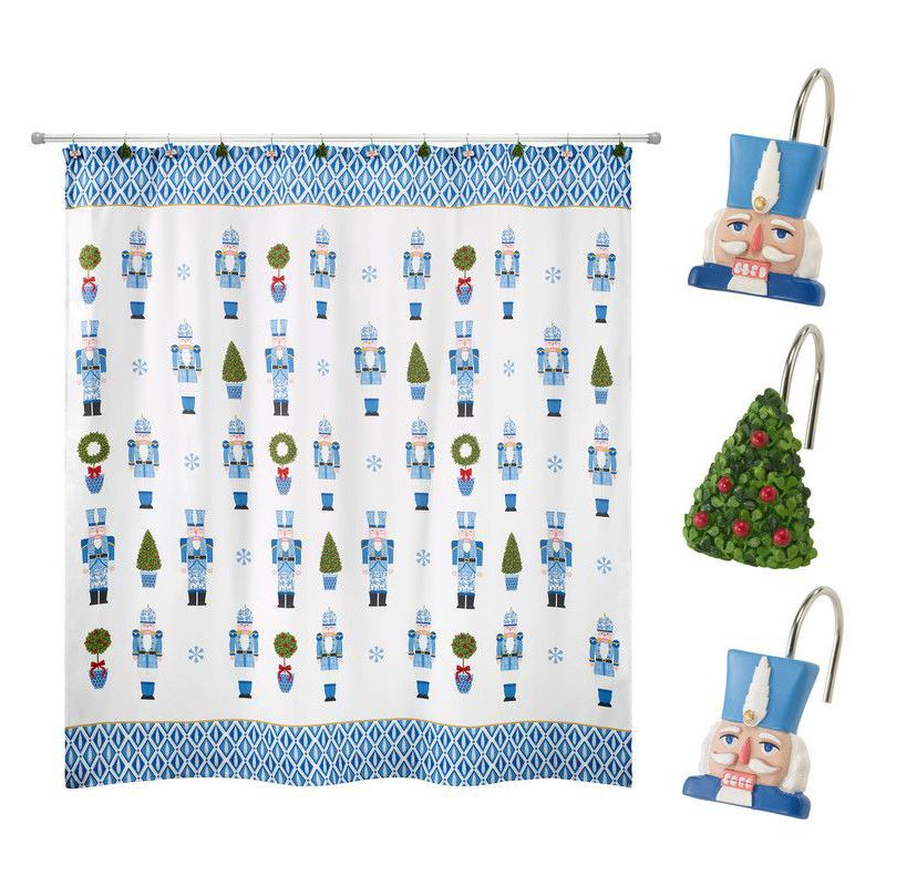 Nutcracker Trellis 13pc Shower Curtain/Shower Hooks Set