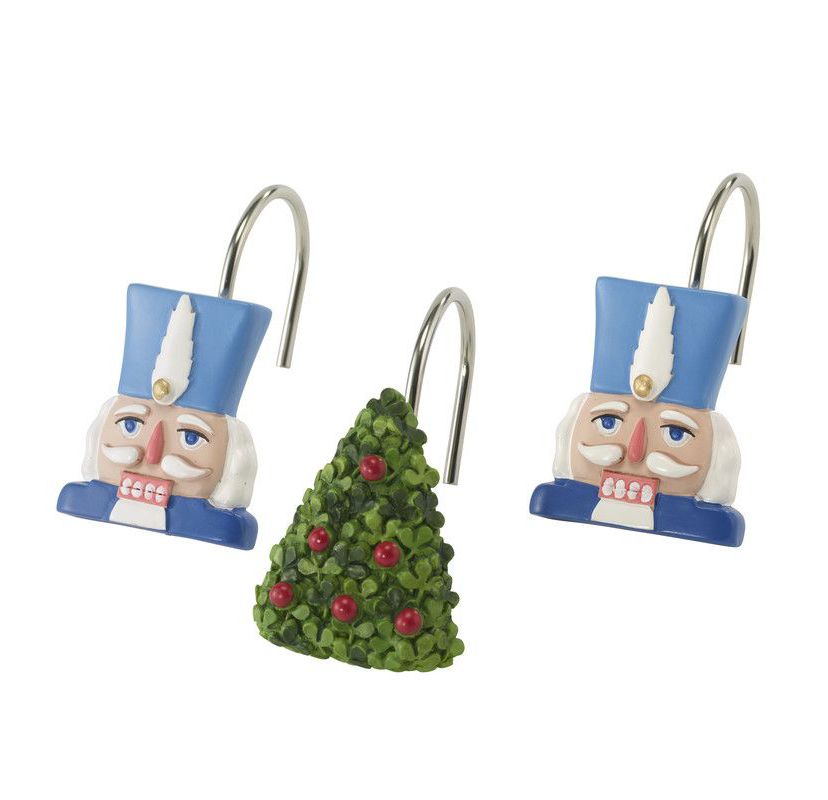 Nutcracker Trellis 13pc Shower Curtain/Shower Hooks Set