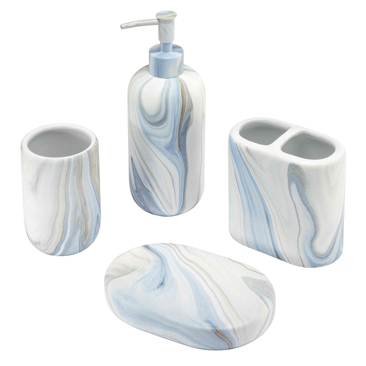 Waves 4pc Bath Accessories Set