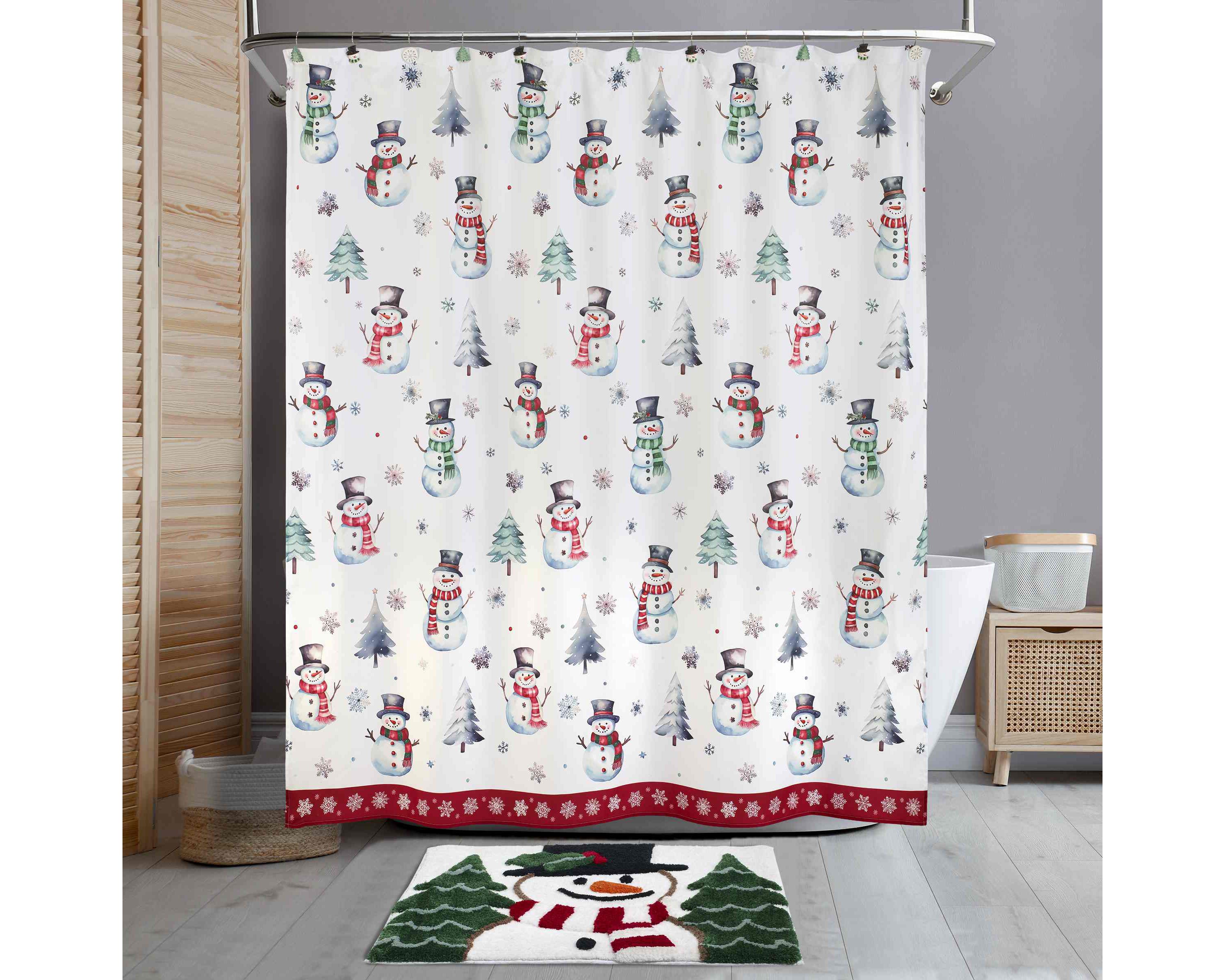 Winter Snowman Shower Curtain