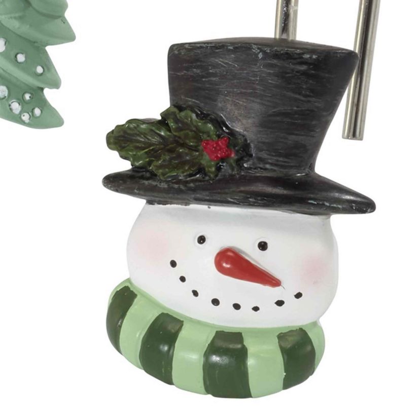 Winter Snowman Shower Curtain Shower Hooks Set
