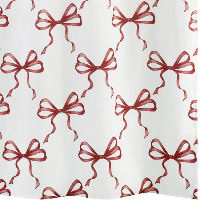 Christmas Bows Shower Curtain Shower Hooks Set
