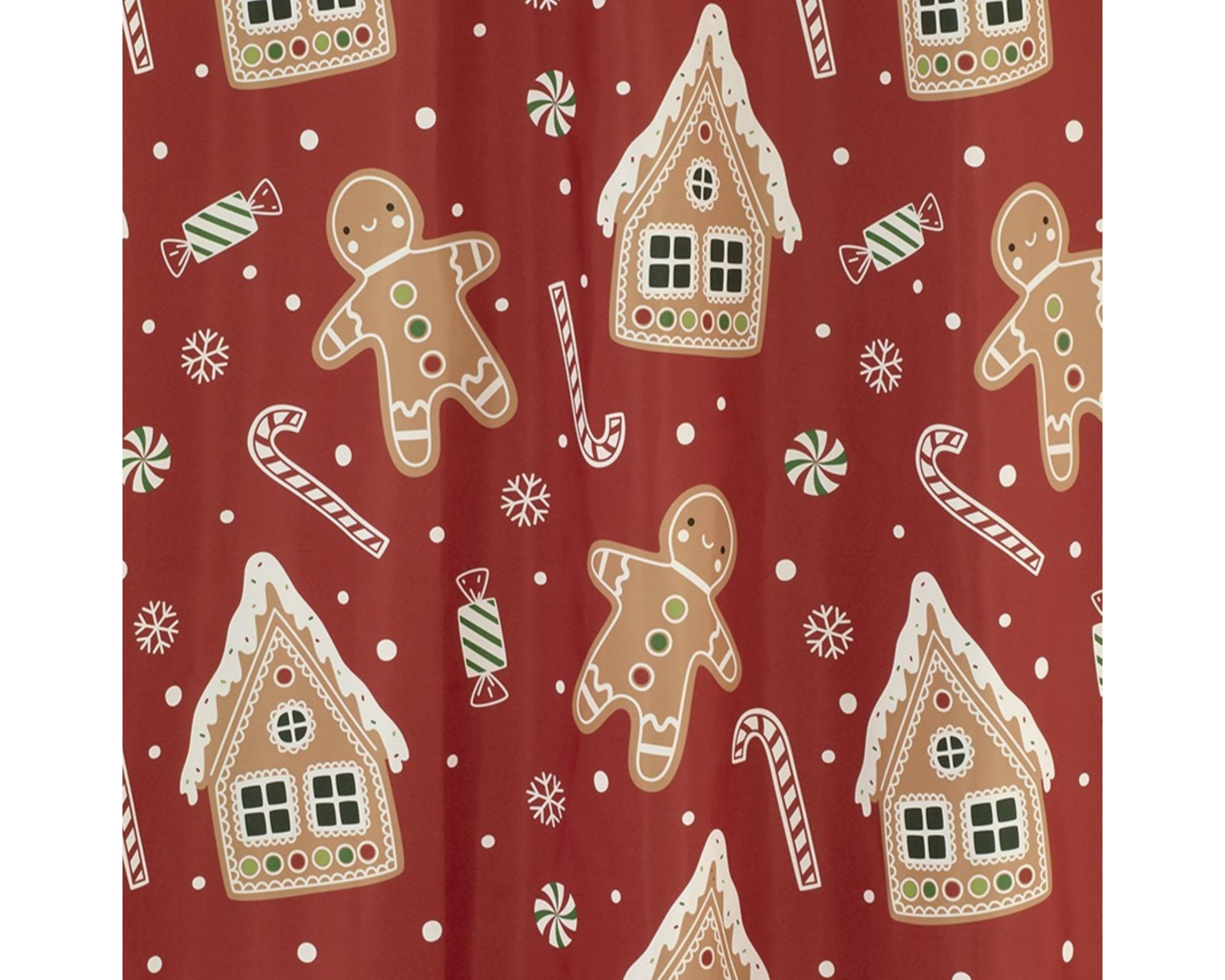 Gingerbread Man Shower Curtain Shower Hooks Set