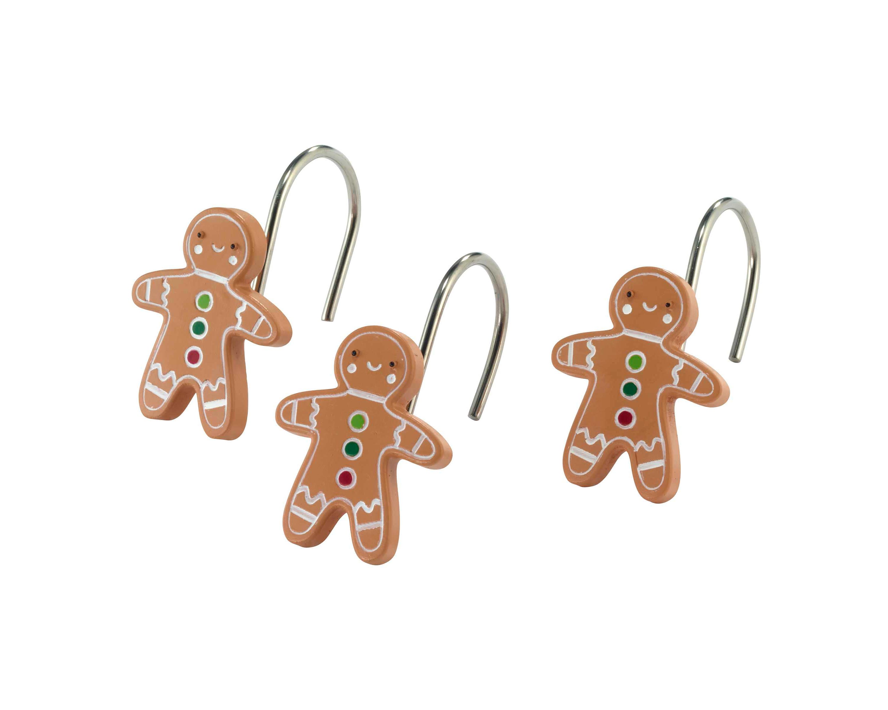 Gingerbread Man Shower Curtain Shower Hooks Set