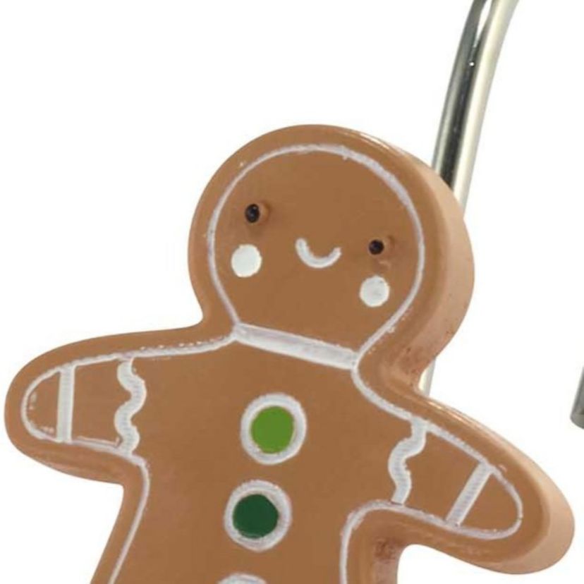 Gingerbread Man Shower Curtain Shower Hooks Set