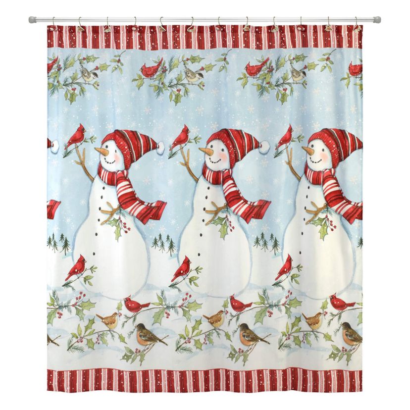 Holiday Cheer Shower Curtain Shower Hooks Set