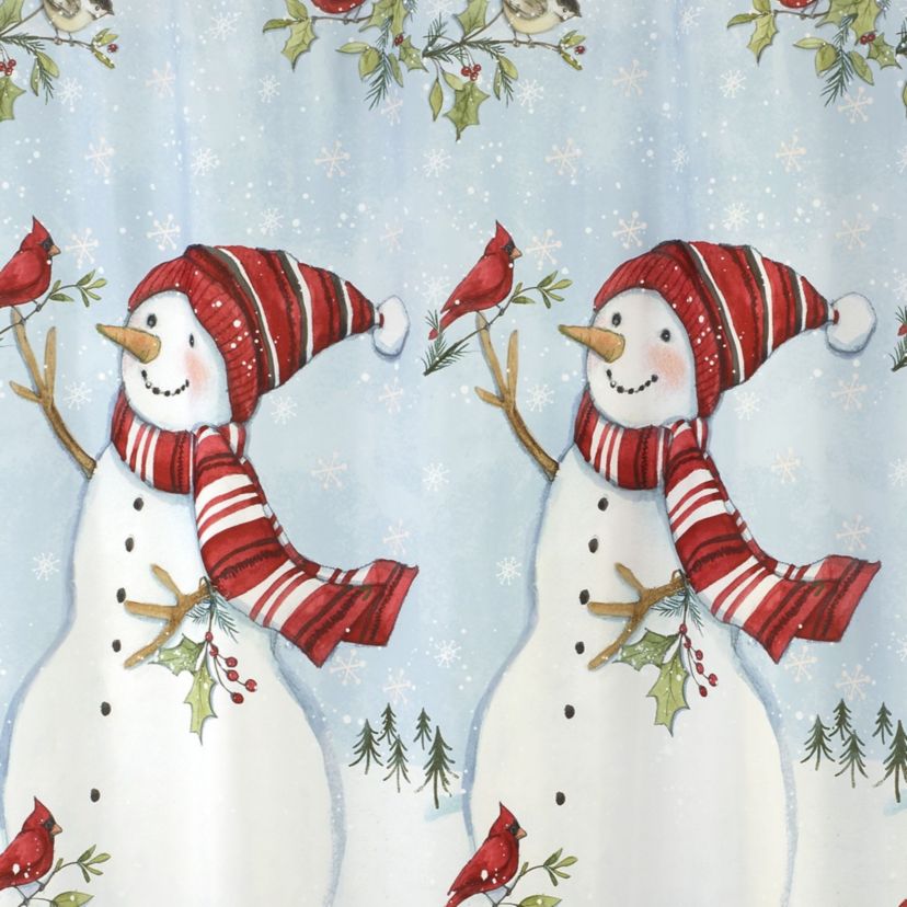 Holiday Cheer Shower Curtain Shower Hooks Set