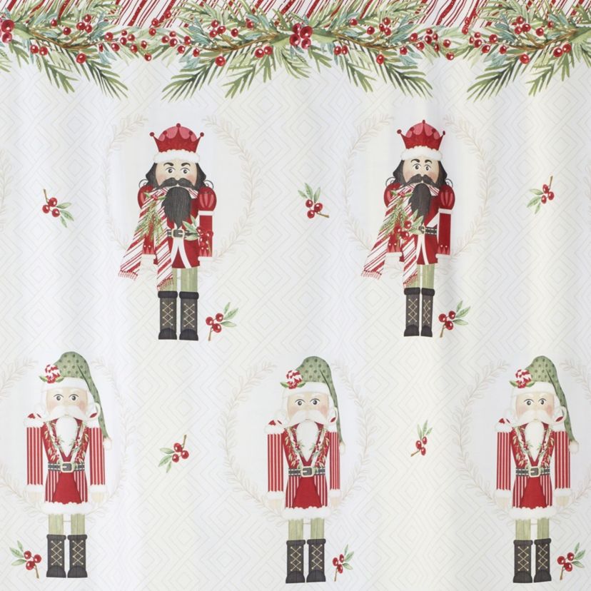 Peppermint Nutcracker Shower Curtain Shower Hooks Set