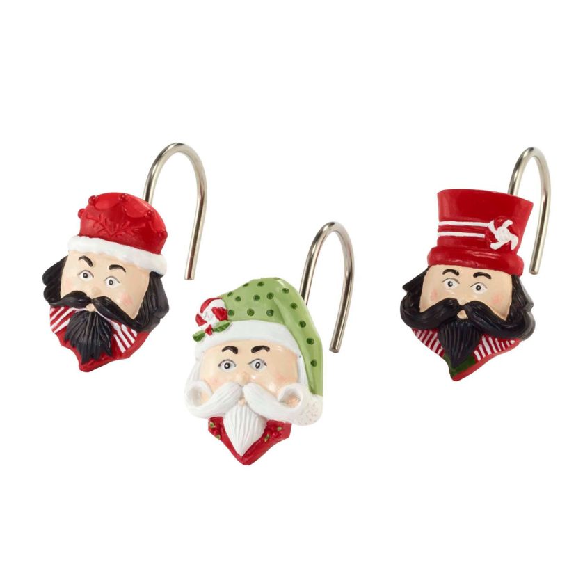 Peppermint Nutcracker Shower Curtain Shower Hooks Set
