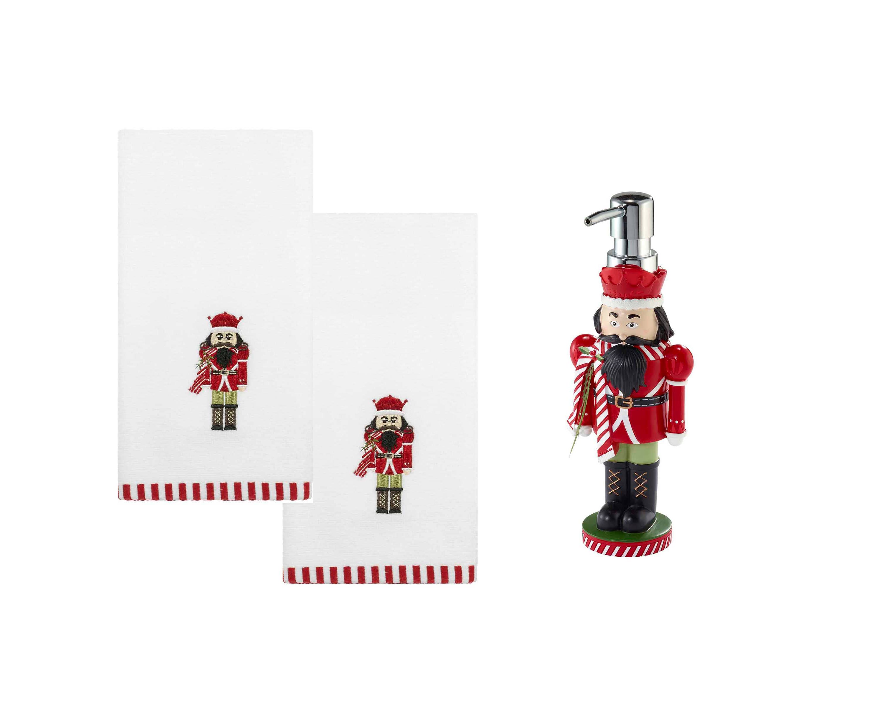 Peppermint Nutcracker 3-pc. Lotion Pump Fingertip Towel Set