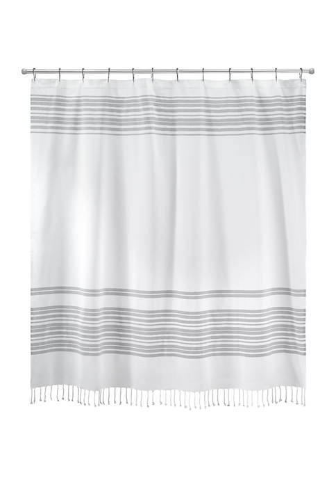 Avanti Hampton Stripe Gray Shower Curtain