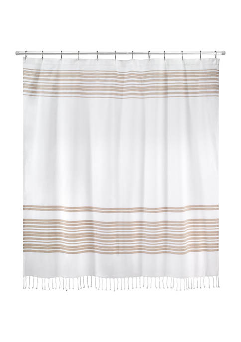 Avanti Hampton Stripe Linen Shower Curtain
