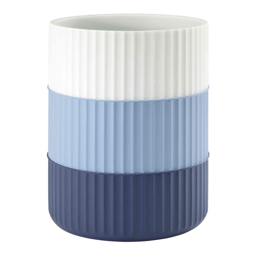 Clubhouse Stripe Blue Wastebasket