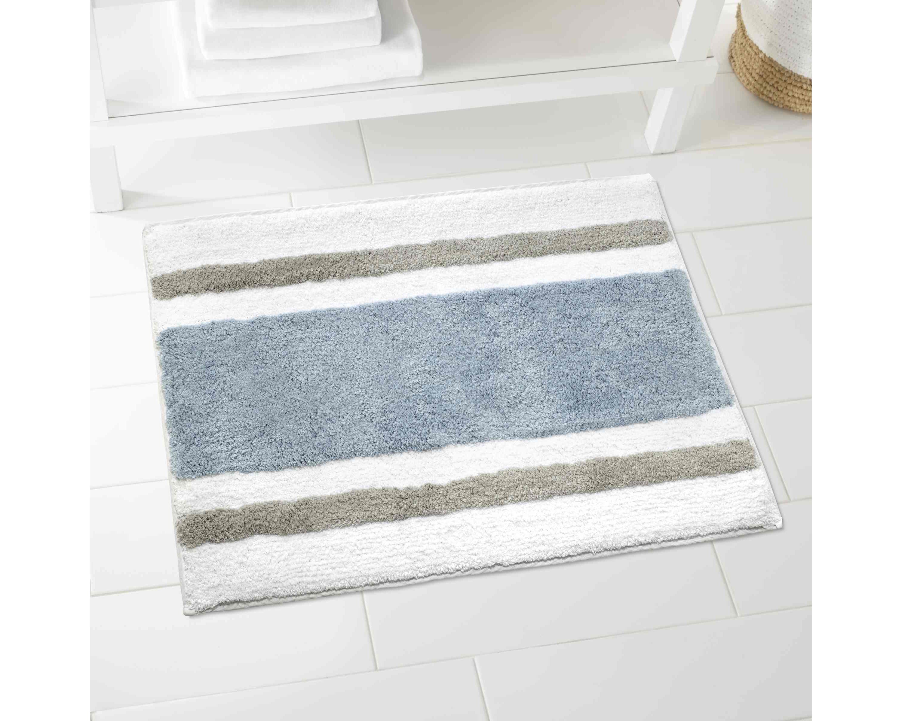 Clubhouse Stripe Blue Bath Rug