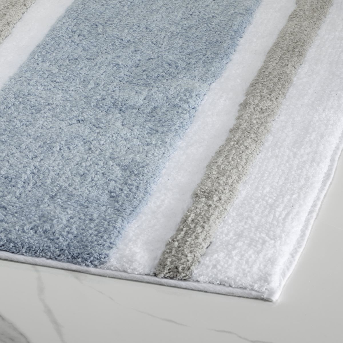 Clubhouse Stripe Blue Bath Rug