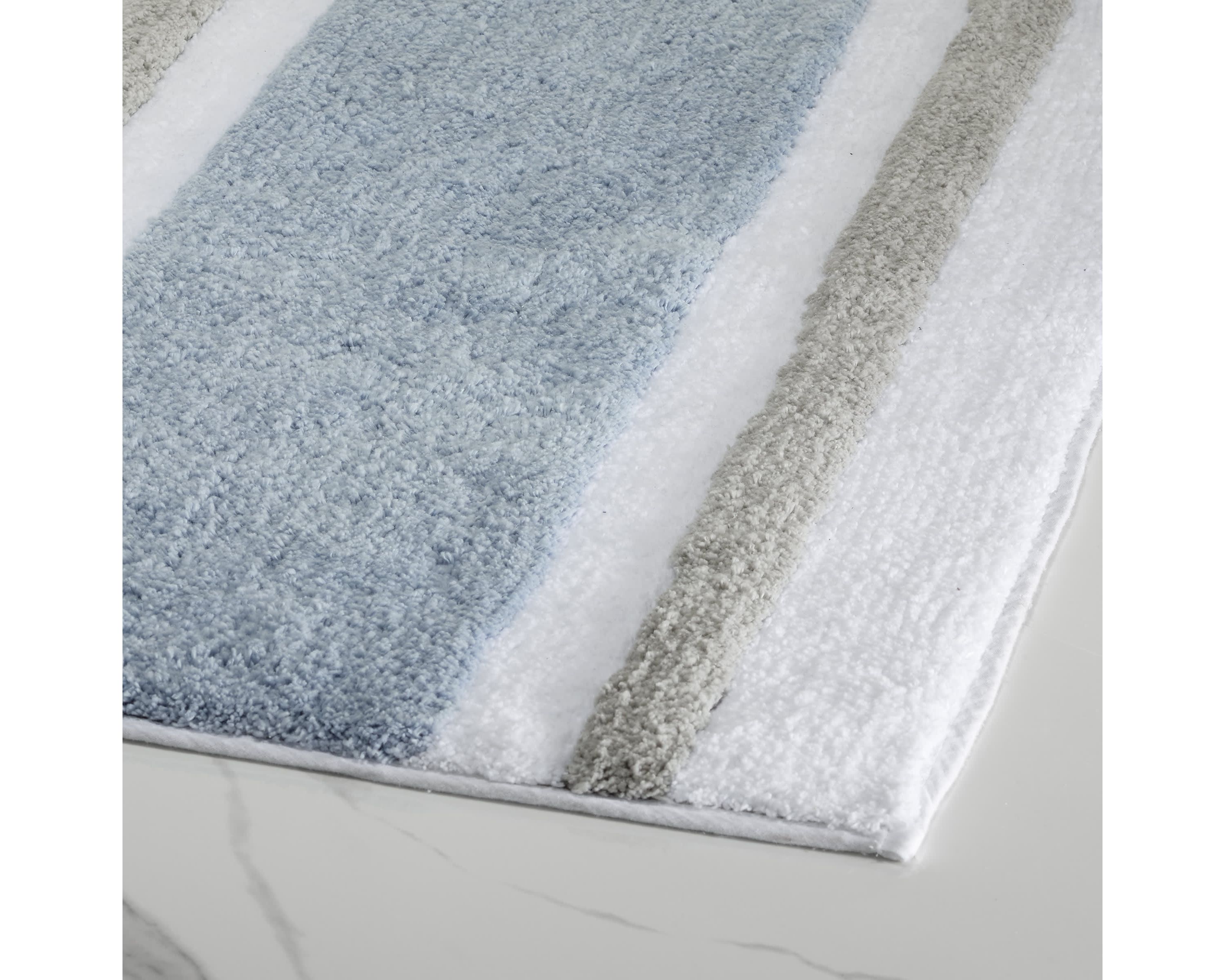 Clubhouse Stripe Blue Bath Rug