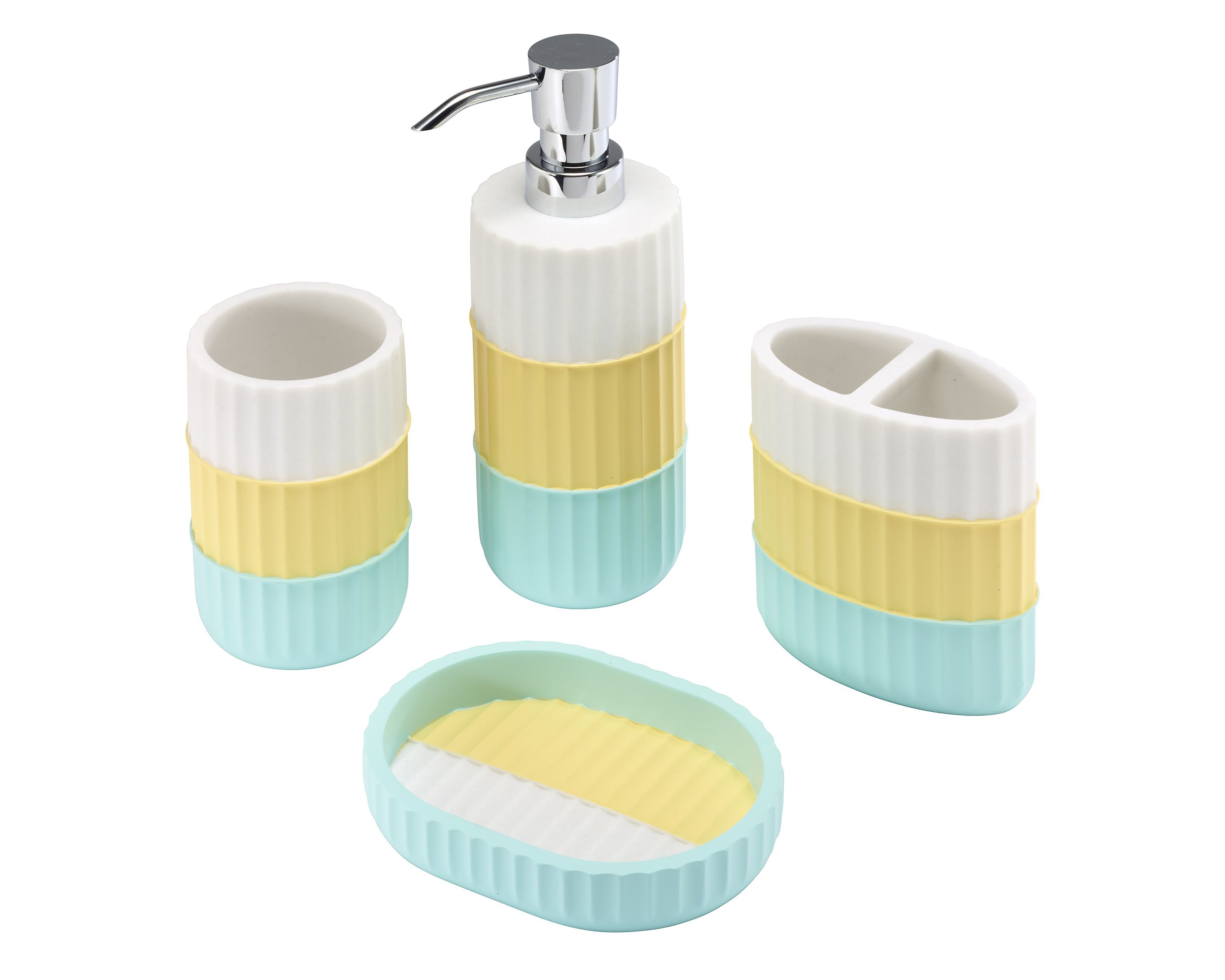 Clubhouse Stripe Aqua 4pc. Bath Accessory Set