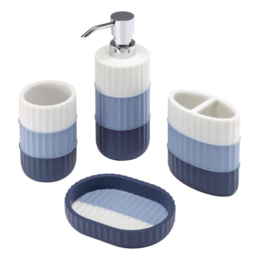 Clubhouse Stripe Blue 4pc. Bath Accessory Set