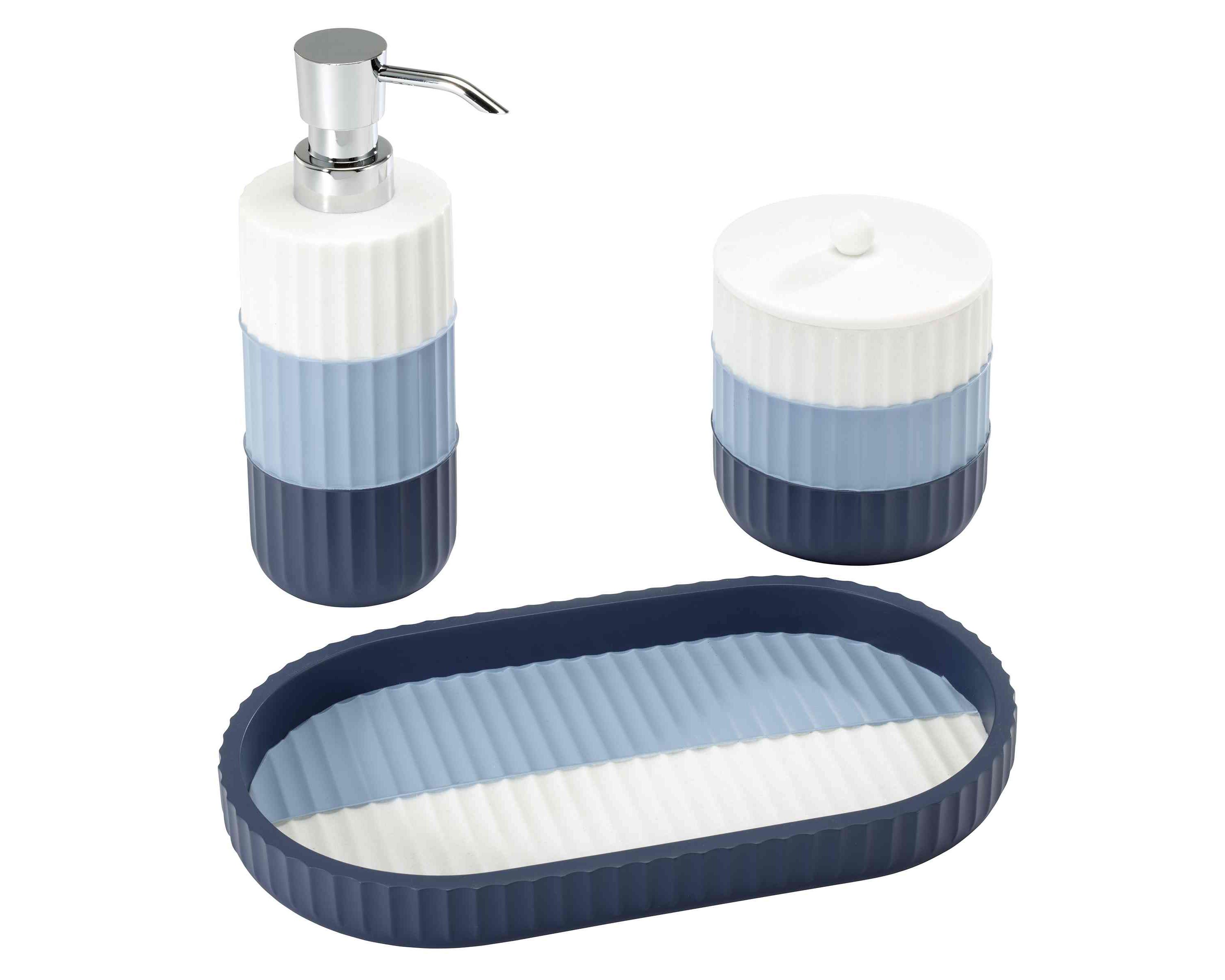 Clubhouse Stripe Blue 3pc. Vanity Bath Set