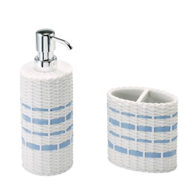 IZOD Savannah 2-Piece Toothbrush Holder & Lotion Dispenser Set, Blue