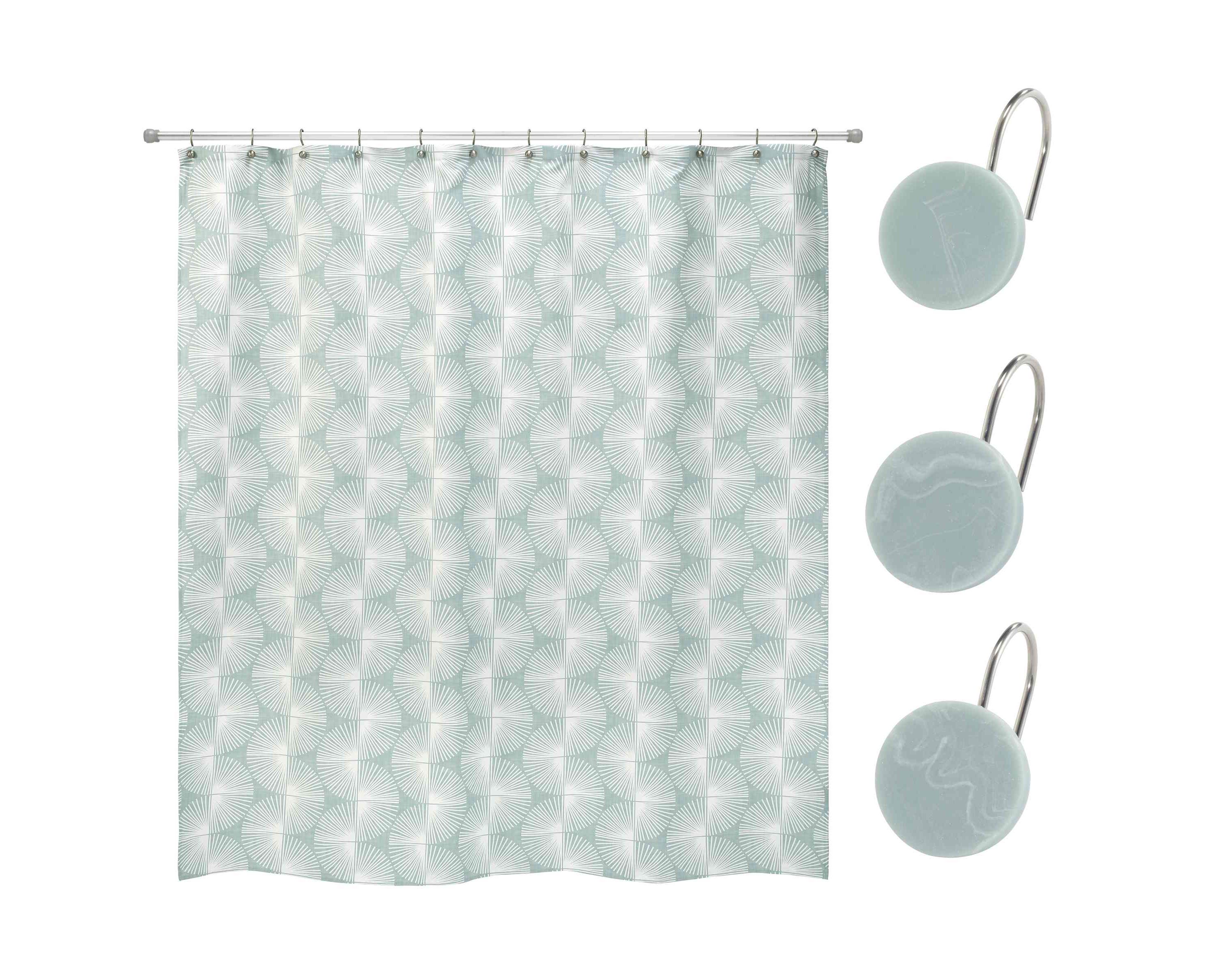 Kendall Oasis Shower Curtin and Hooks Set