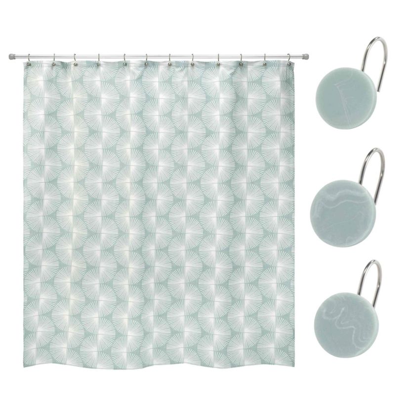 Kendall Oasis Shower Curtin and Hooks Set