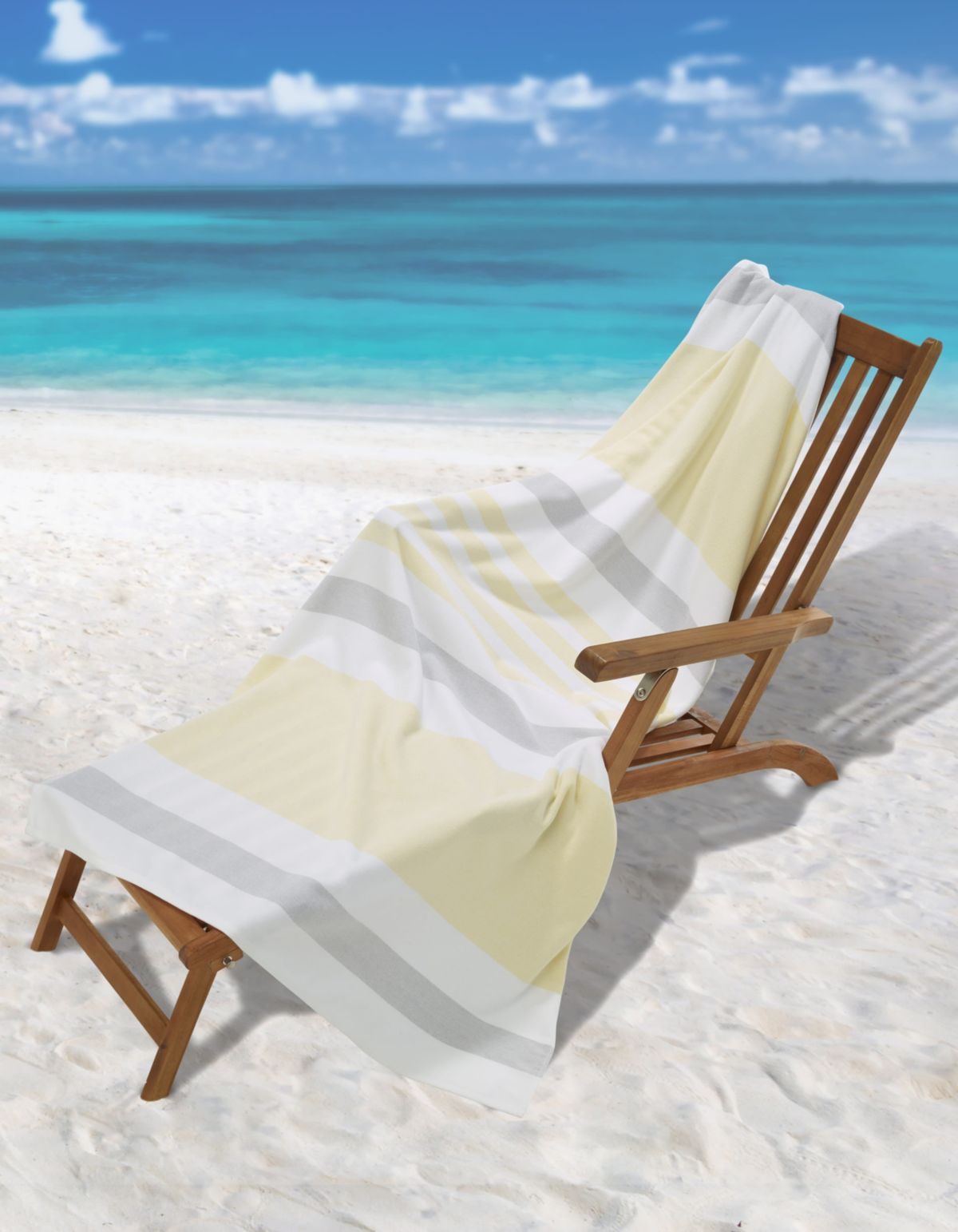 Stripe Yellow Grey Beach Towel