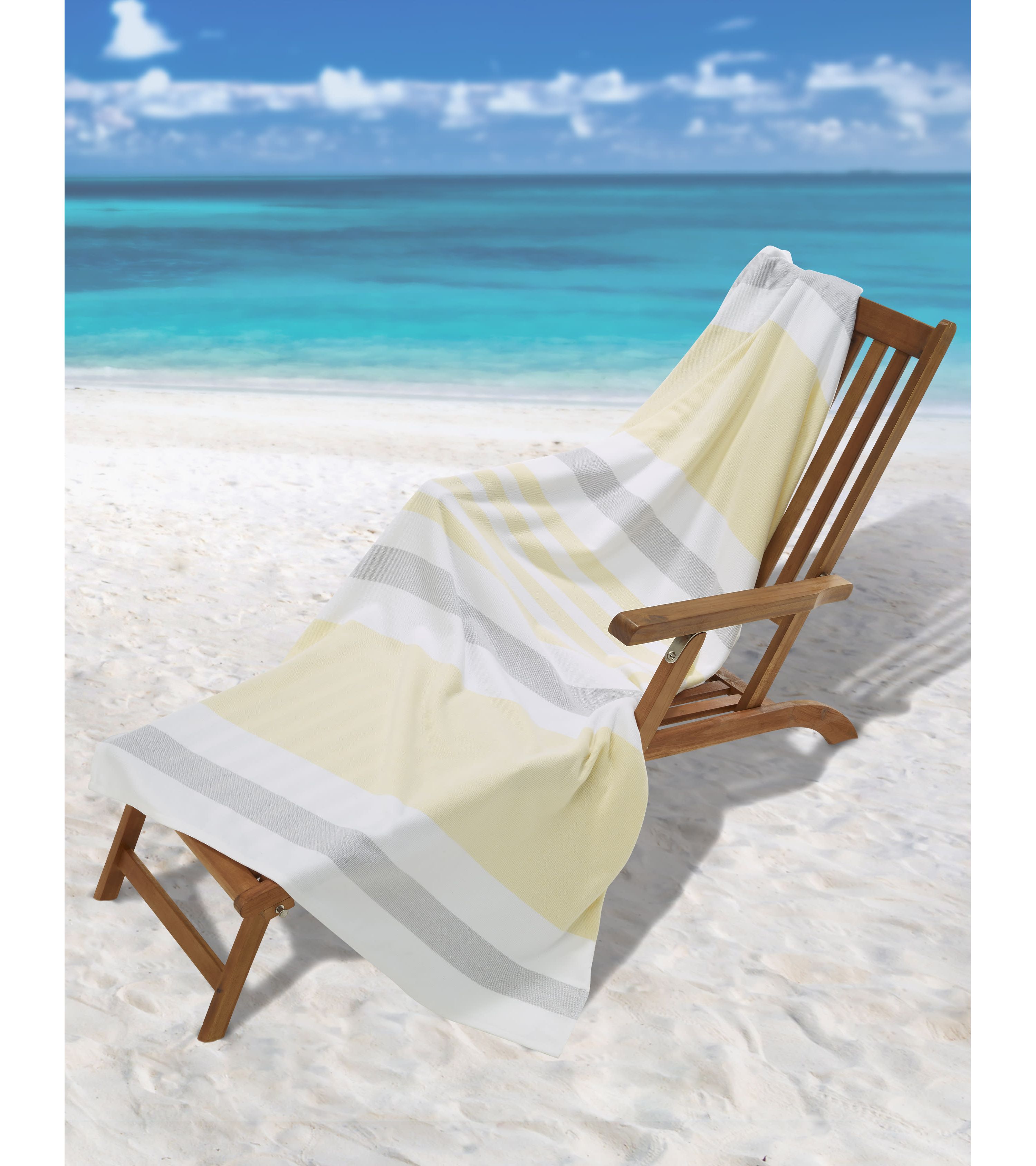Stripe Yellow Grey Beach Towel