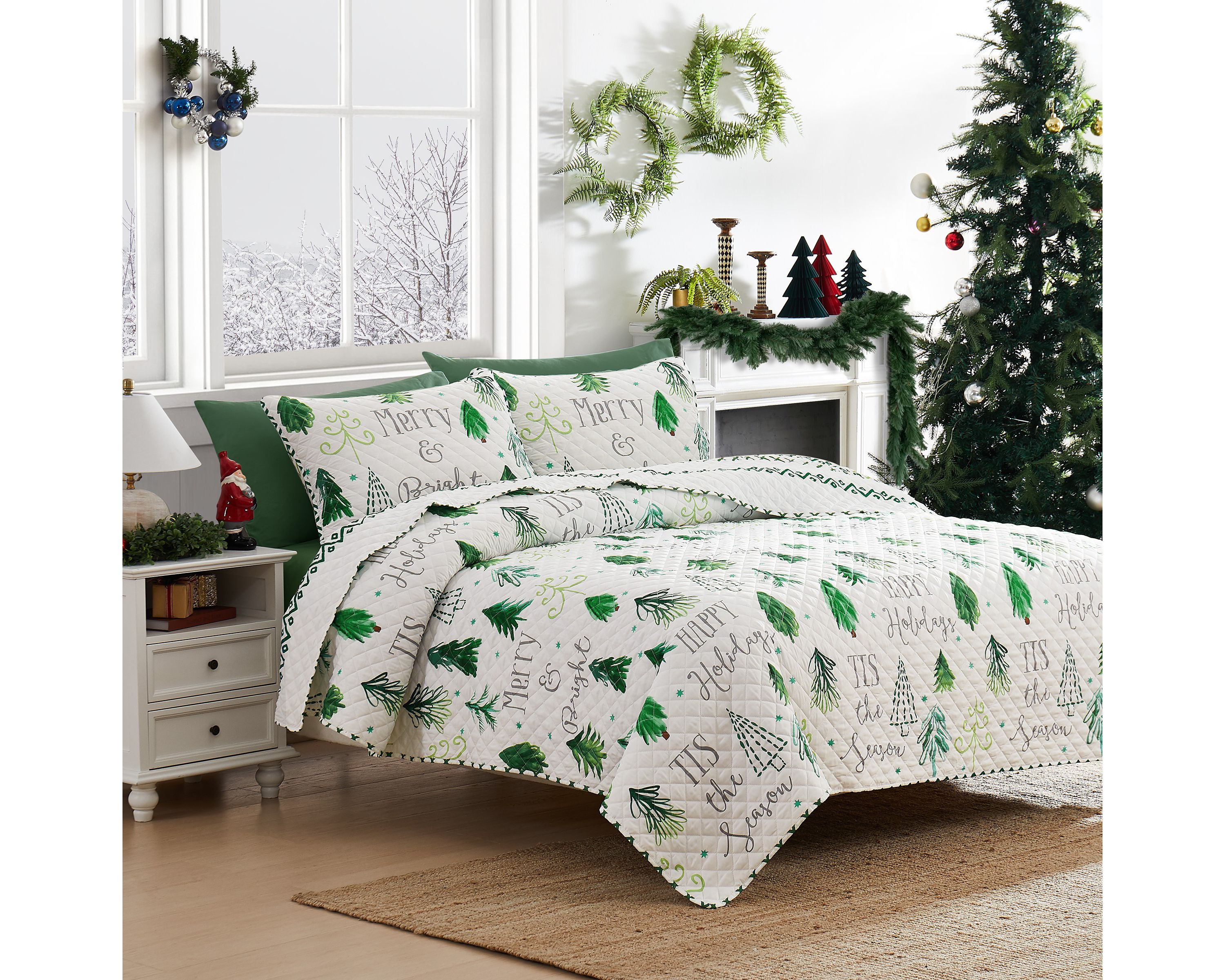 Christmas Tree 3-pc. Full/Queen Quilt Set