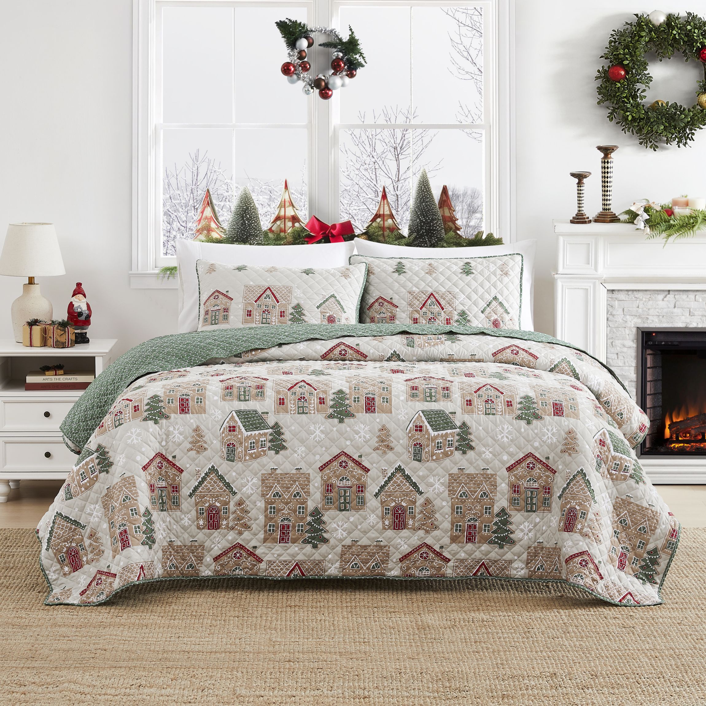 Gingerbread House 3-pc. Full/Queen Quilt Set