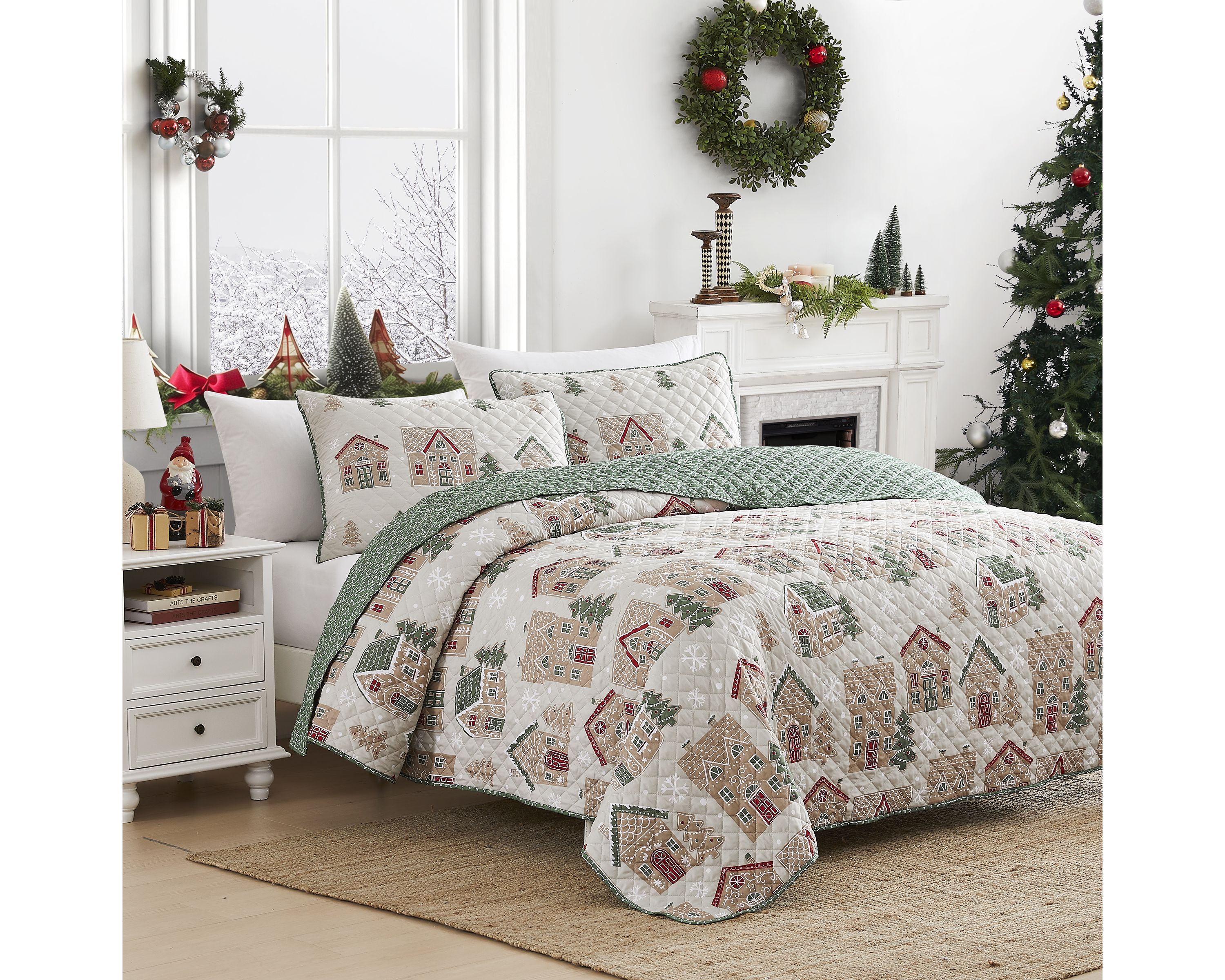 Gingerbread House 3-pc. King Quilt Set