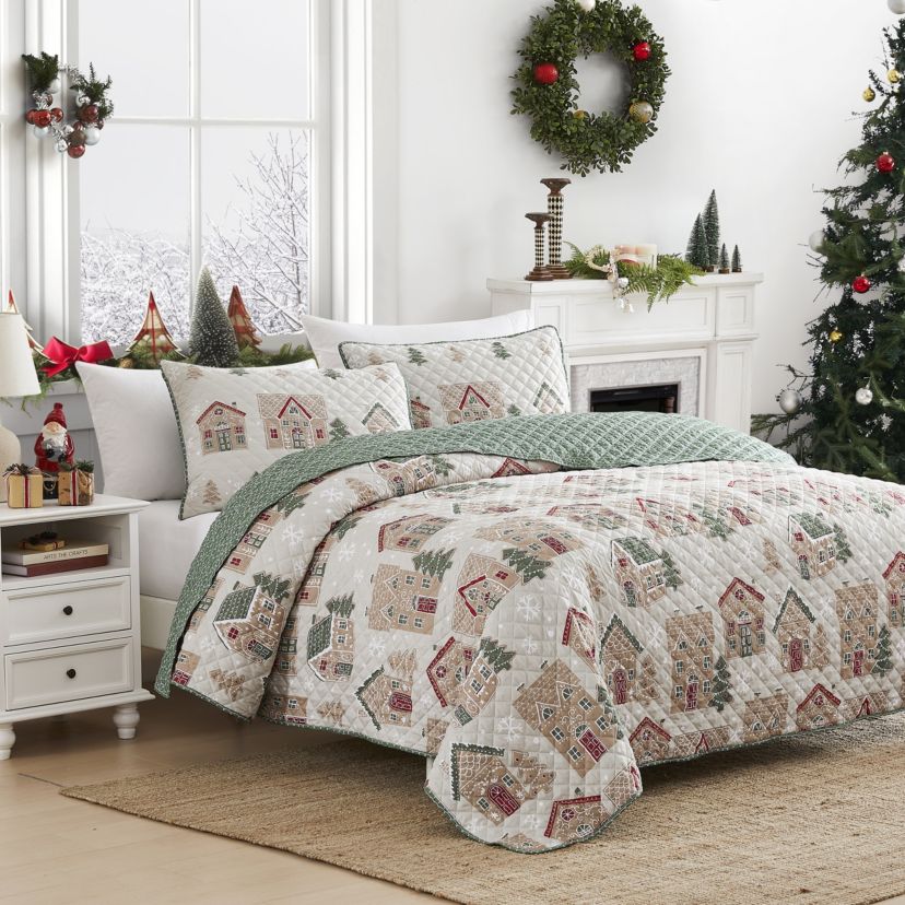 Gingerbread House 3-pc. King Quilt Set