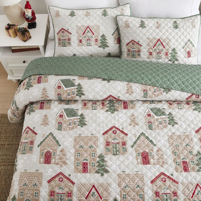 Gingerbread House 3-pc. King Quilt Set