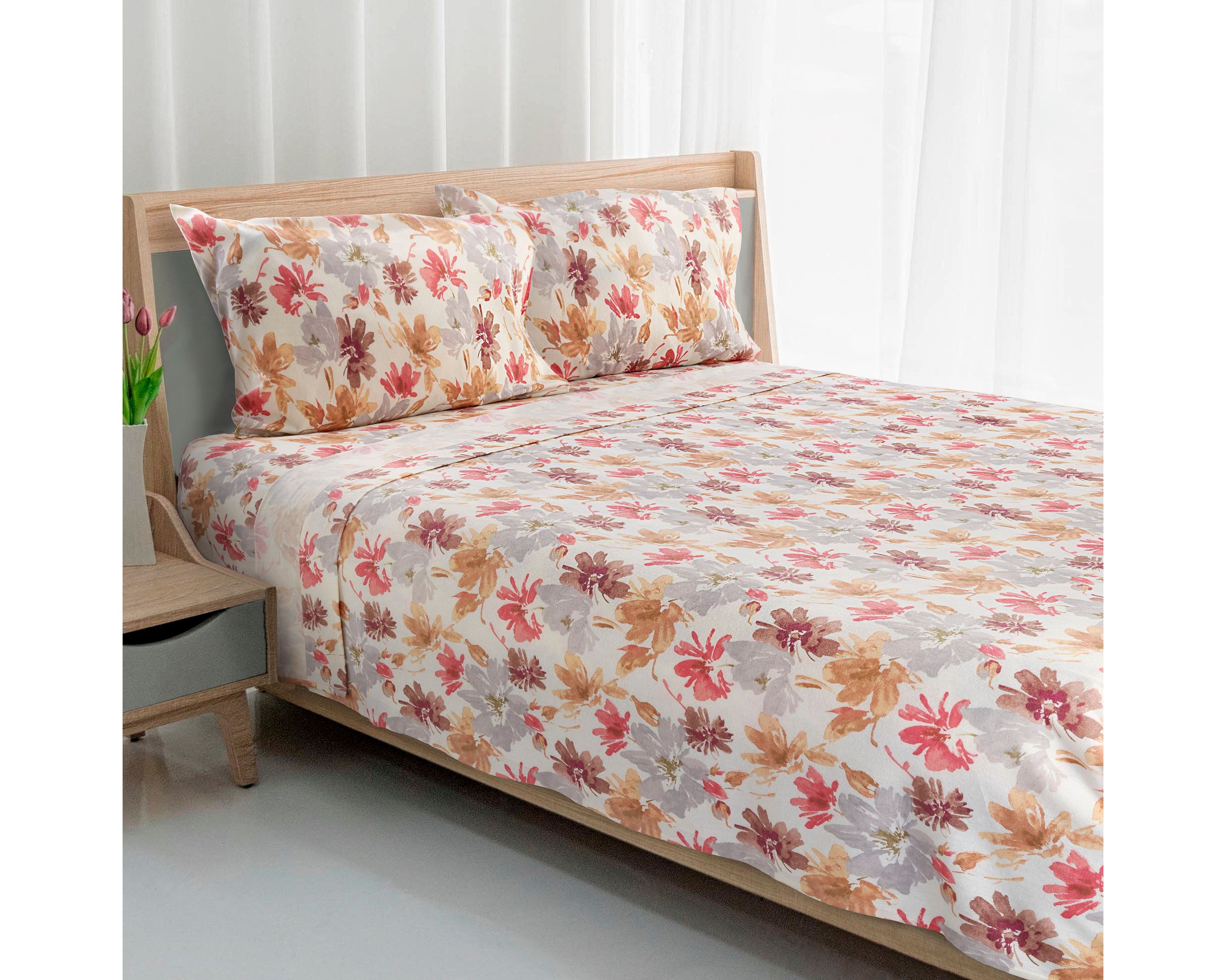 Avanti Wildflowers 4-piece King Flannel Sheet Set