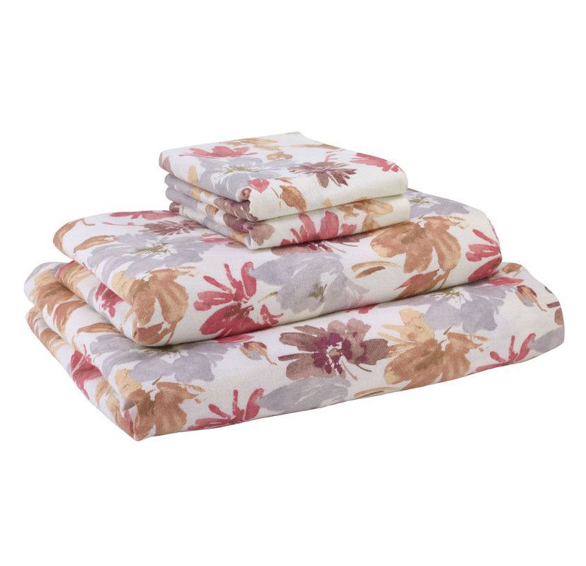 Avanti Wildflowers 4-piece King Flannel Sheet Set