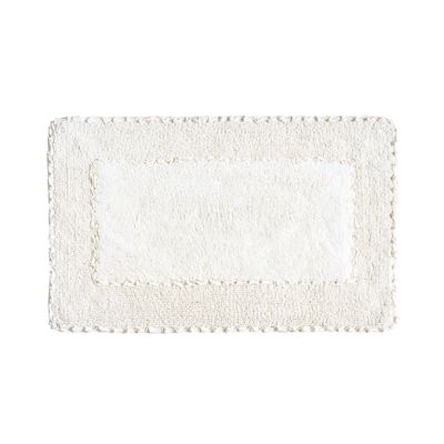 Laura Ashley Ruffle Cotton Bath Rug, White, Bath Mat