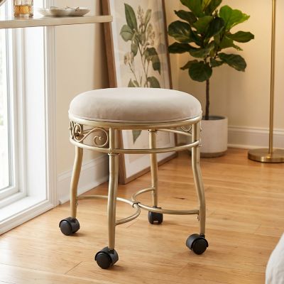 Carolina Chair & Table Victorian 13" Hand Painted Metal Accent & Lounge Chair, Silver