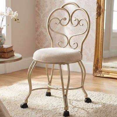 Carolina Chair & Table Victorian Hand Painted Metal Accent & Lounge Chair, Silver
