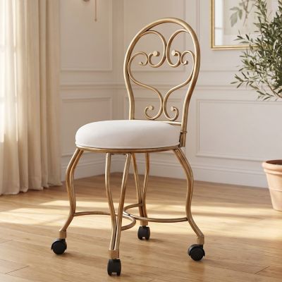 Carolina Chair & Table Victorian Hand Painted Metal Accent & Lounge Chair, Brown