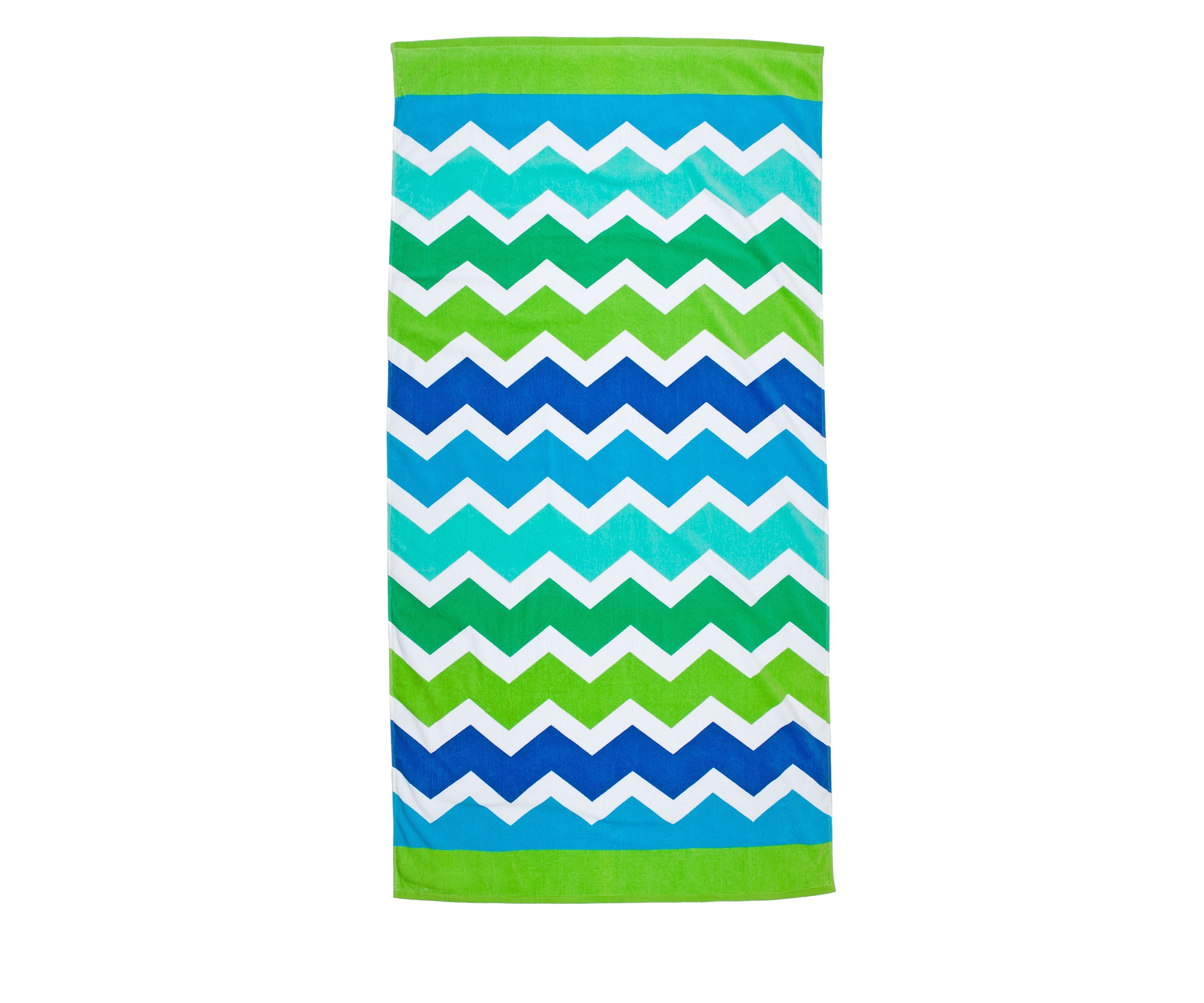 Green Ombre Chevron Beach Towel