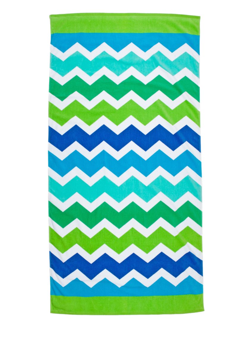 Green Ombre Chevron Beach Towel